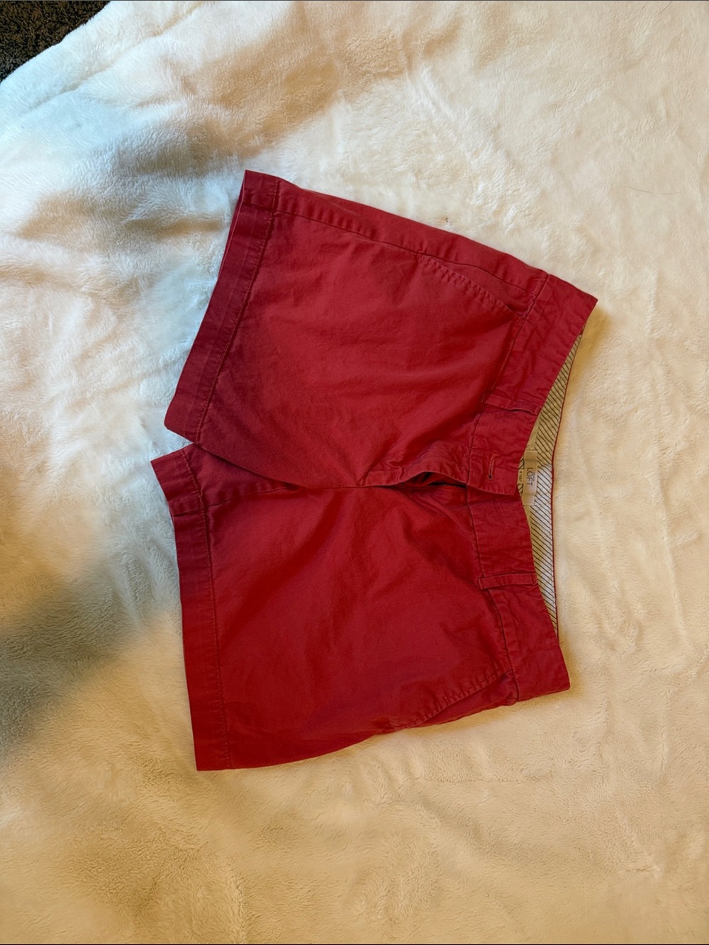 LOFT Red Cotton Bermuda Shorts